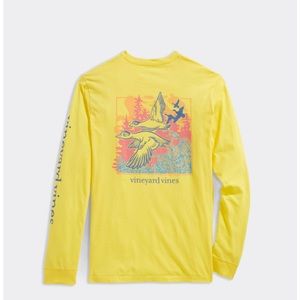 Vineyard Vines Duck Hunt Yellow Long Sleeve T-Size Large
